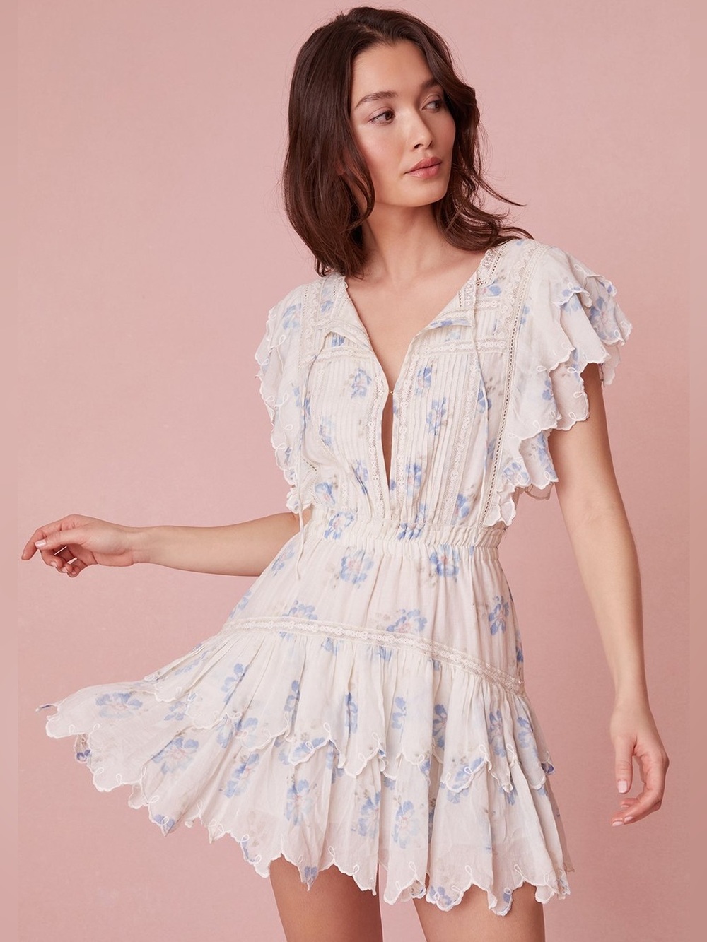 LoveShackFancy Darryl Dress Alpine Forest Cotton Dress